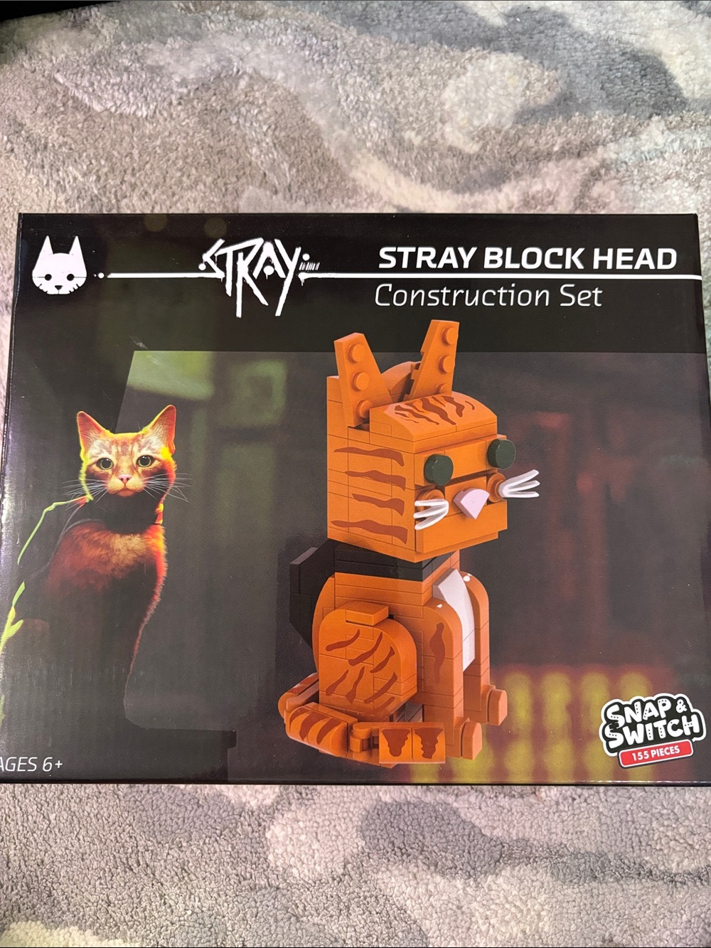 Stray Block Head Construction Set - Orange Cat Building Toy